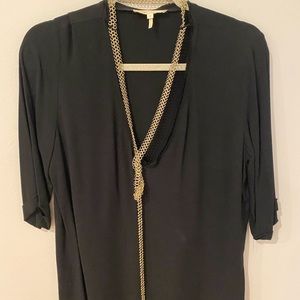 Maje black blouse with gold chain
